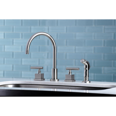 Elements of Design ES8728CQL Widespread Kitchen Faucet with Plastic Sprayer, Brushed Nickel