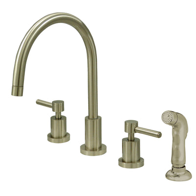 Elements of Design ES8728DL Widespread Kitchen Faucet with Plastic Sprayer, Brushed Nickel