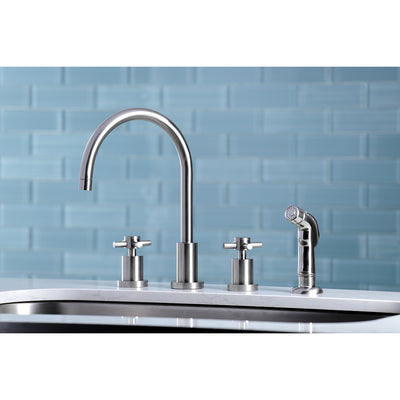 Elements of Design ES8728DX Widespread Kitchen Faucet with Plastic Sprayer, Brushed Nickel