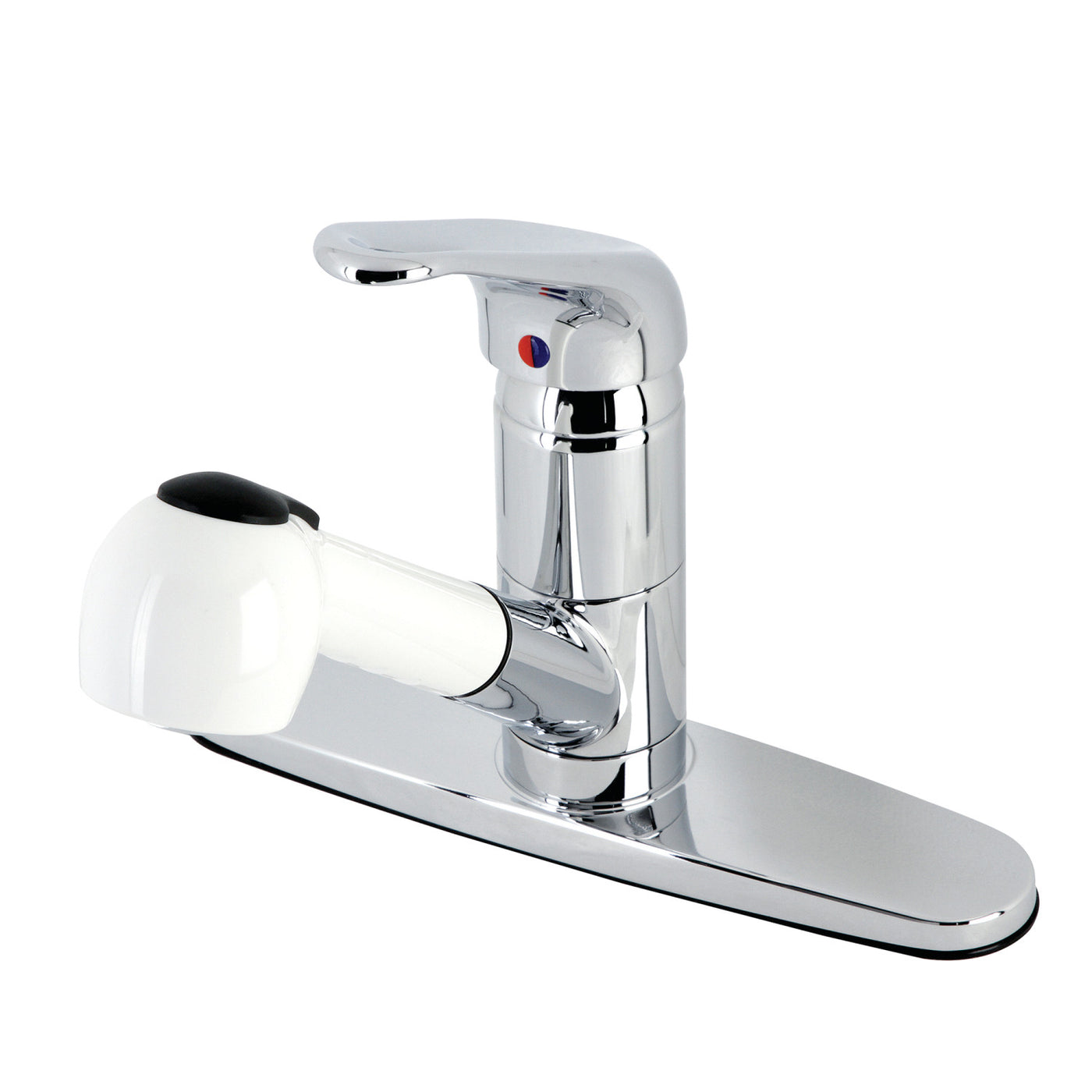 Elements of Design ES887CW Single-Handle Pull-Out Kitchen Faucet, Polished Chrome/White