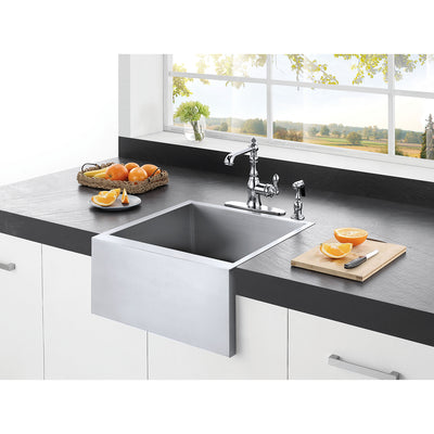 Elements of Design EUF212110BN 21" Stainless Steel Apron-Front Single Bowl Farmhouse Kitchen Sink, Brushed