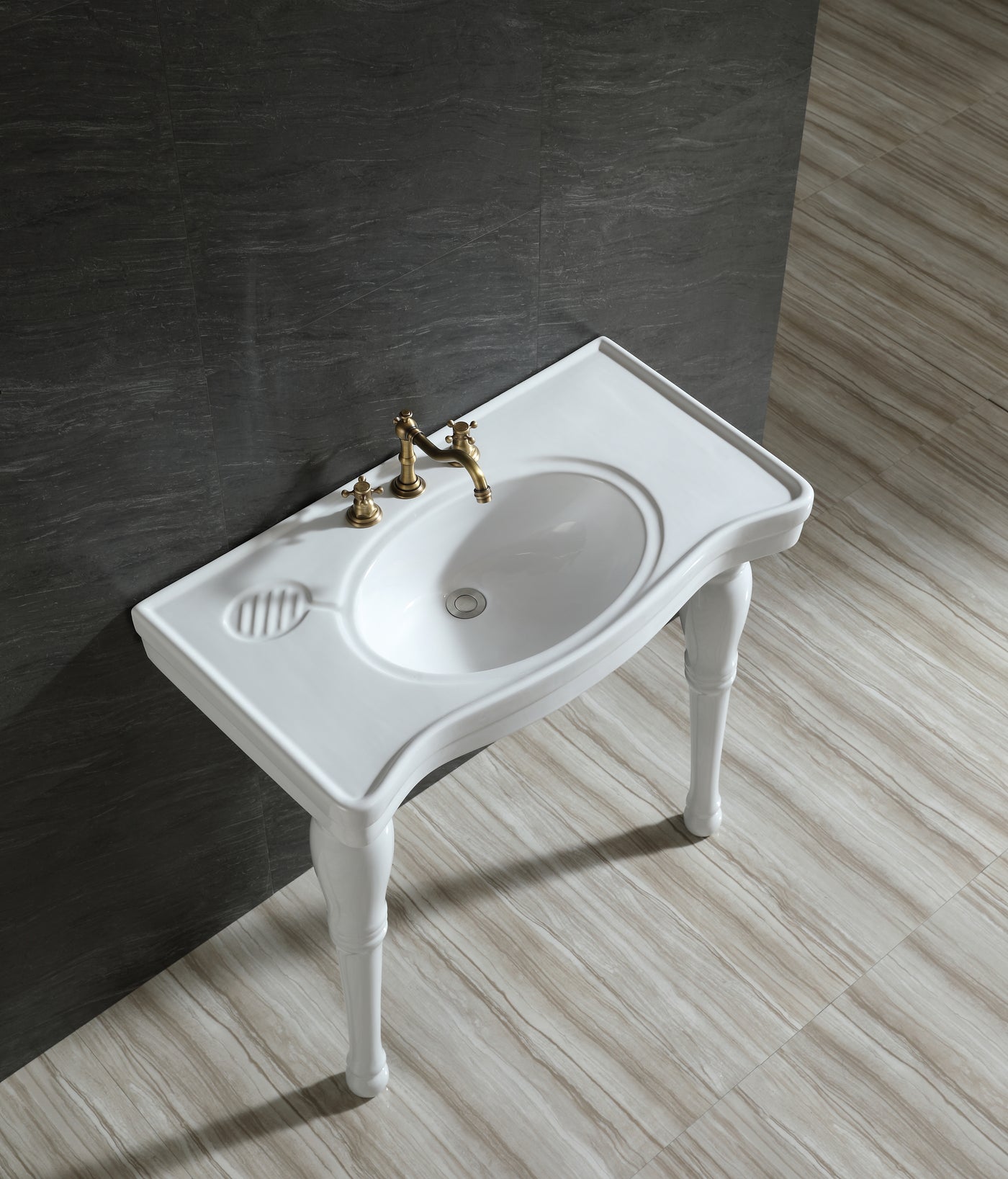 Elements of Design EVPB1368 36" Ceramic Console Sink and Legs (8-Inch, 3-Hole), White