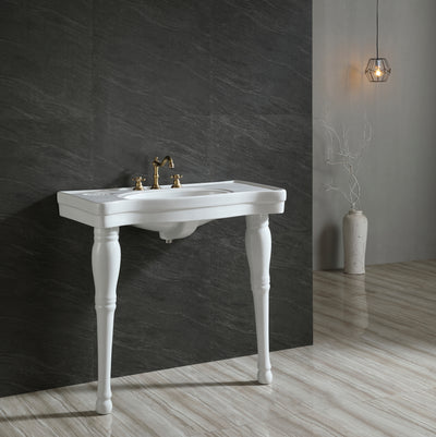 Elements of Design EVPB1368 36" Ceramic Console Sink and Legs (8-Inch, 3-Hole), White